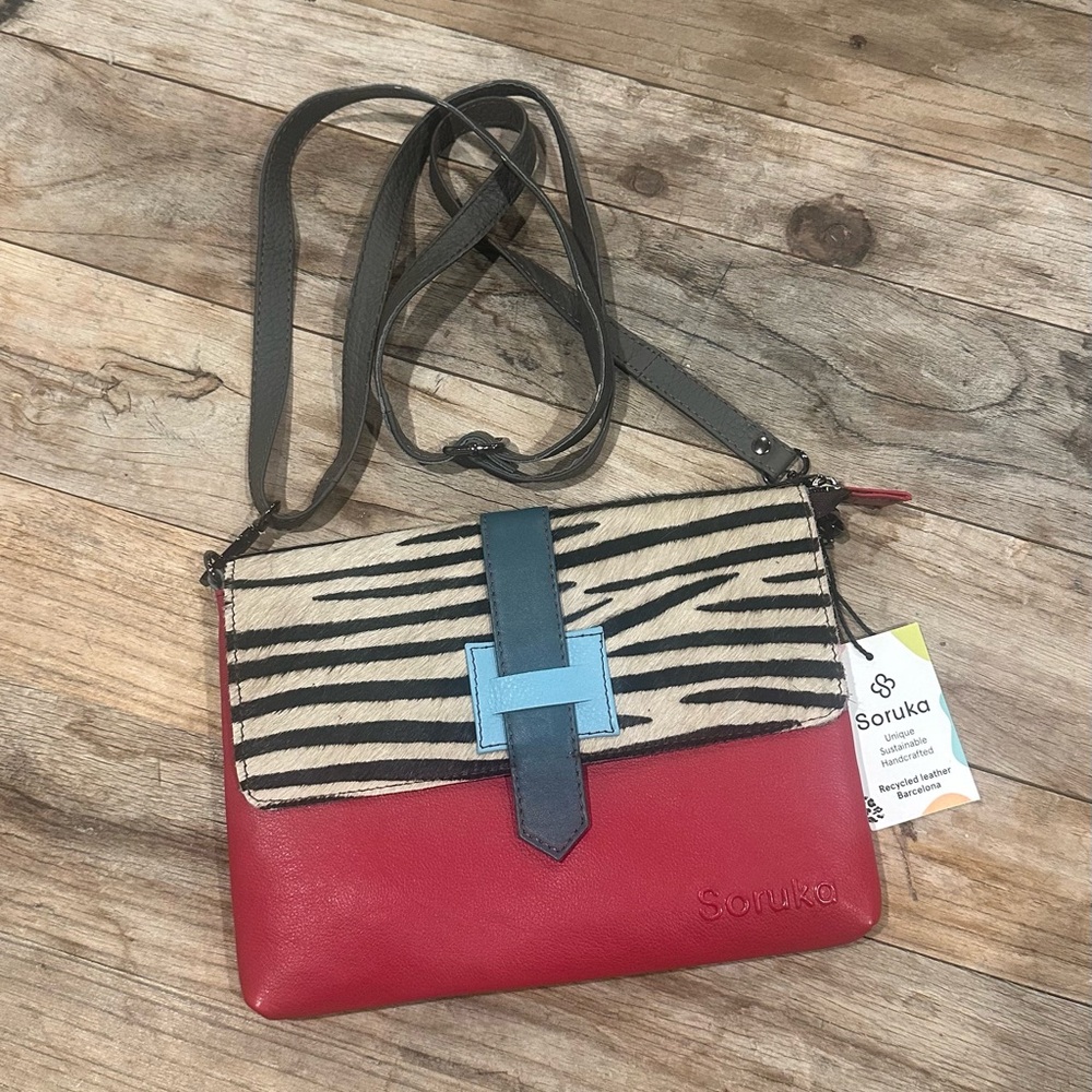 Soruka Red and Zebra Print Crossbody Bag